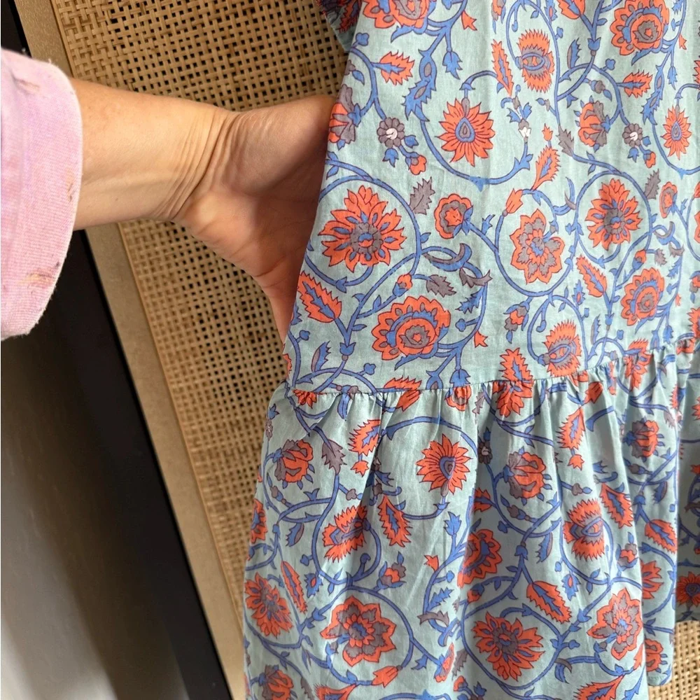 Sundry Blue Puff Sleeve Tunic with Ruffled Tiers - Picture 4 of 9